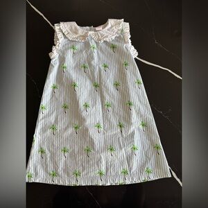 Stitchy Fish Striped Dress with Palm Tree Print